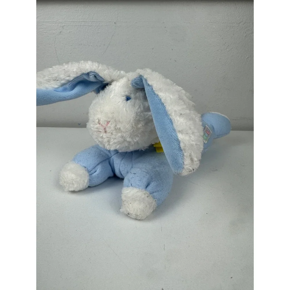 Vintage‎ Eden Blue White Plush Bunny Rabbit Floppy Ear Stuffed Animal Toy AF-843